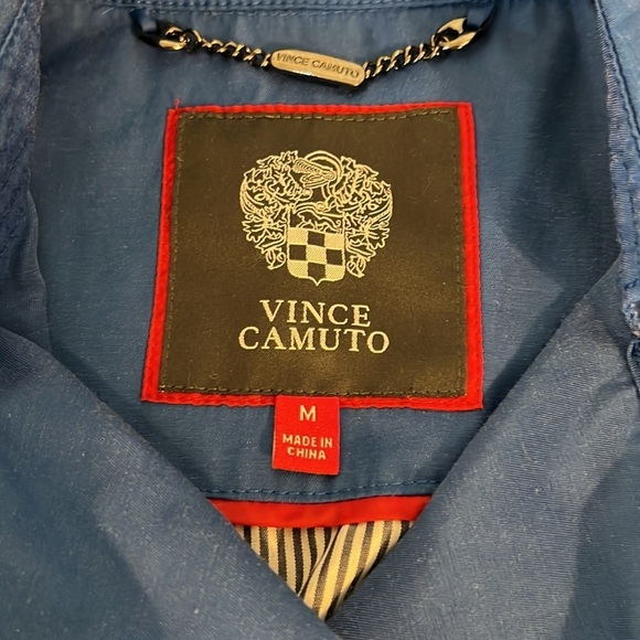 Vince Camuto SZ M Royal Blue Cinch Waist Spring Snap Closure Jacket Trench Coat - Picture 7 of 10